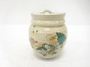 色絵　扇　水指